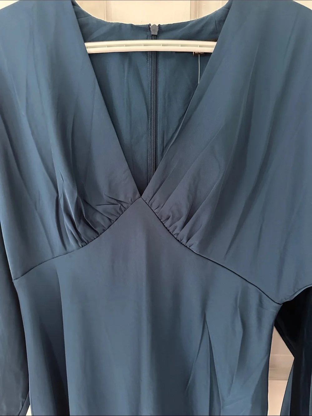 Banana Republic Deep Teal V-Neck Long Sleeve Midi Dress